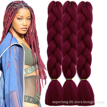Wholesale Jumbo Braiding Hair Extensions 24inch 100g Yaki Straight Ombre Color Synthetic Fiber Braided Hair For Box Braids